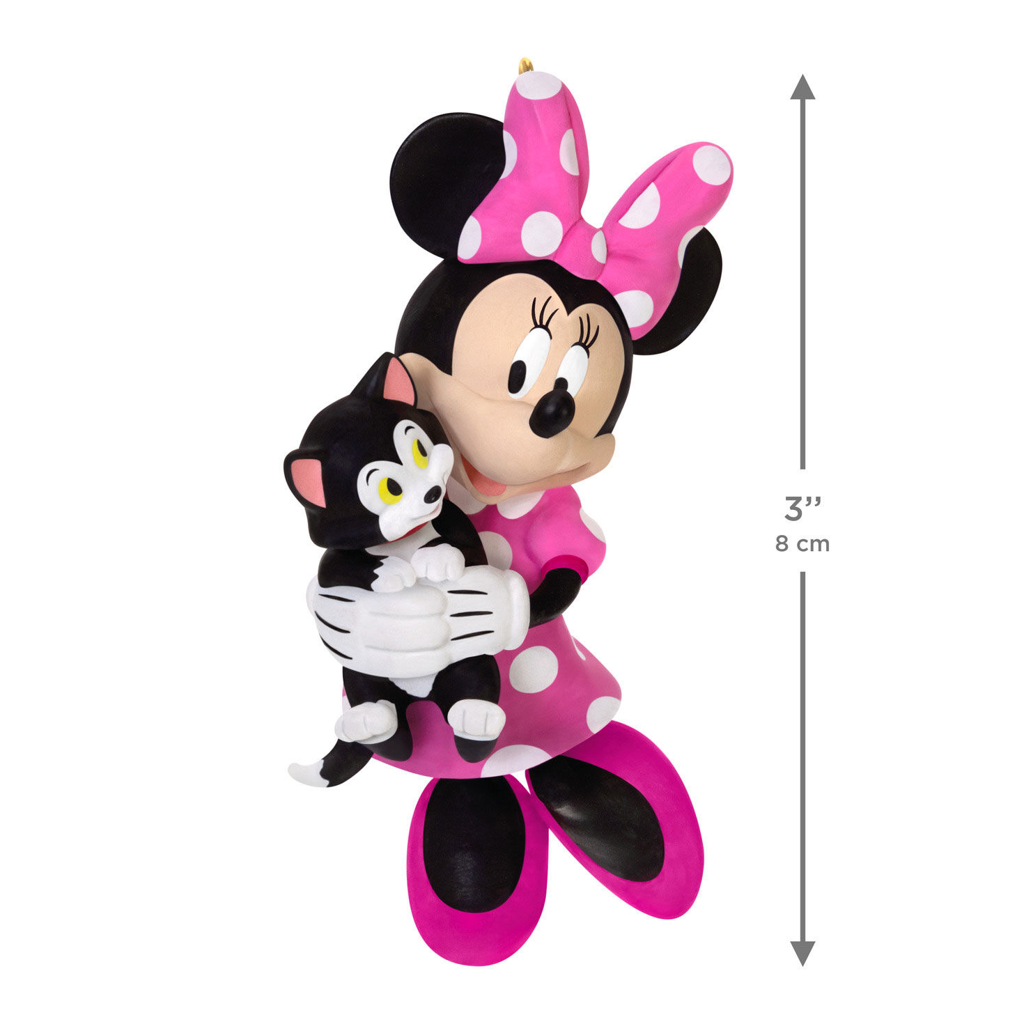 Minnie Mouse Holding Black White Cat Ornament measurement image number 3