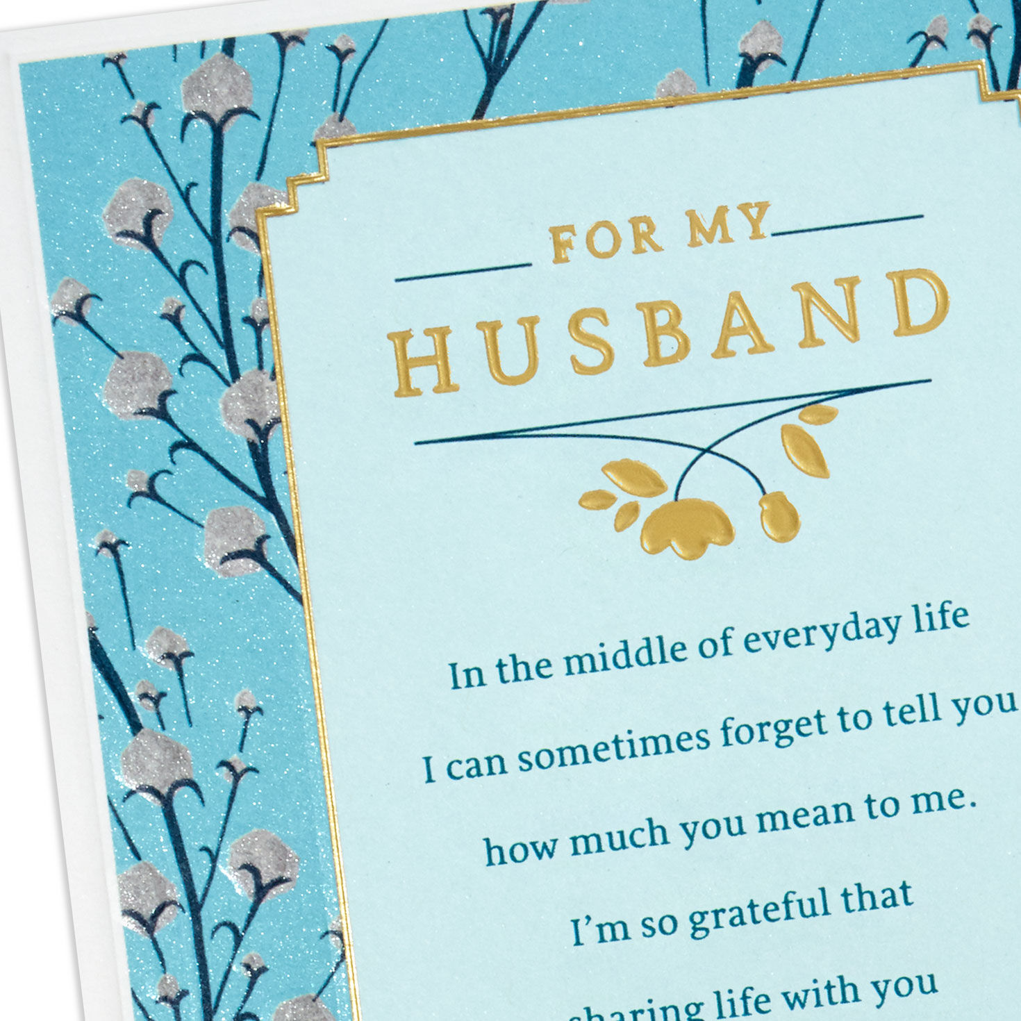 Pink Flowers on Blue Husband Easter Card Card Front Detail image number 5