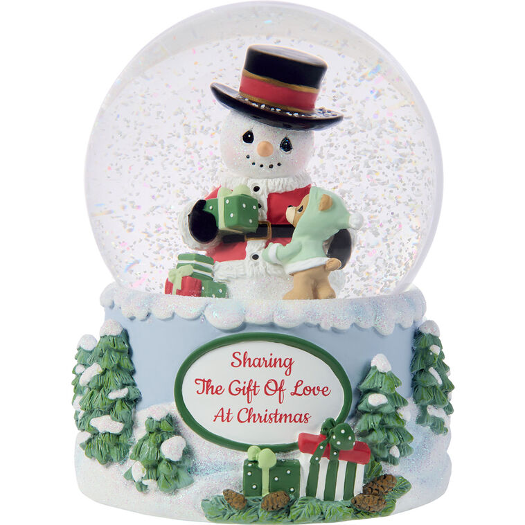 Precious Moments Sharing the Gift of Love Annual Snowman Musical Snow Globe