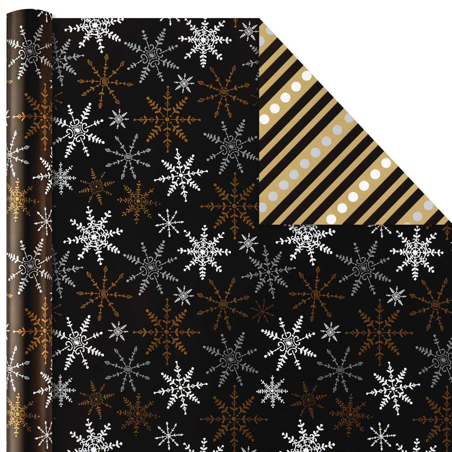 Black and Gold 4-Pack Reversible Holiday Wrapping Paper Assortment, 150 sq. ft., , large image number 6