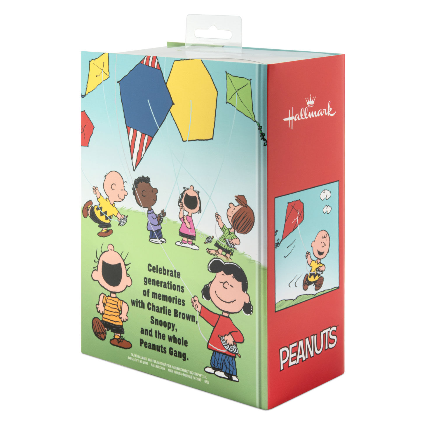Charlie Brown Snoopy Fly Kite Christmas Ornaments backage spine and back image number 3