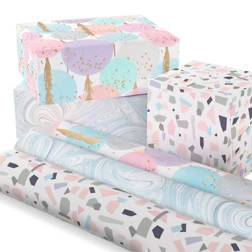 Modern Muted 3-Pack Wrapping Paper, 55 sq. ft. total, 
