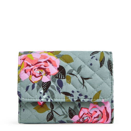 Vera Bradley RFID Riley Compact Wallet in Rosy Outlook, 