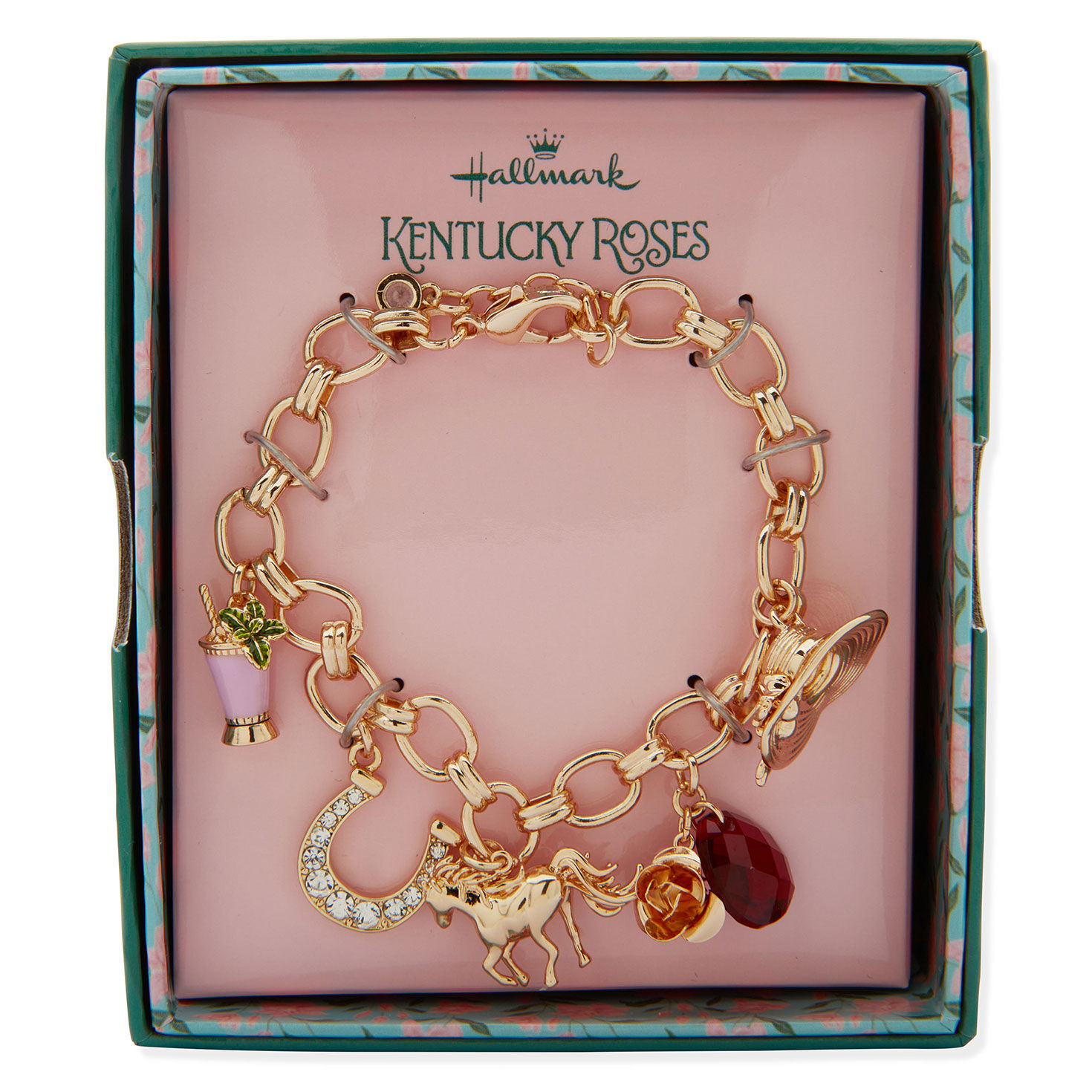 Gold Metal Charm Bracelet With Derby Day Charms open package image number 2