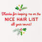 Nice Hair List Christmas Thank-You Card for Hairstylist, , large image number 2