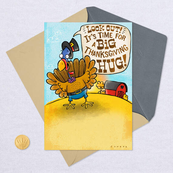 Turkey Hug Funny Pop-Up Thanksgiving Card, , large image number 5