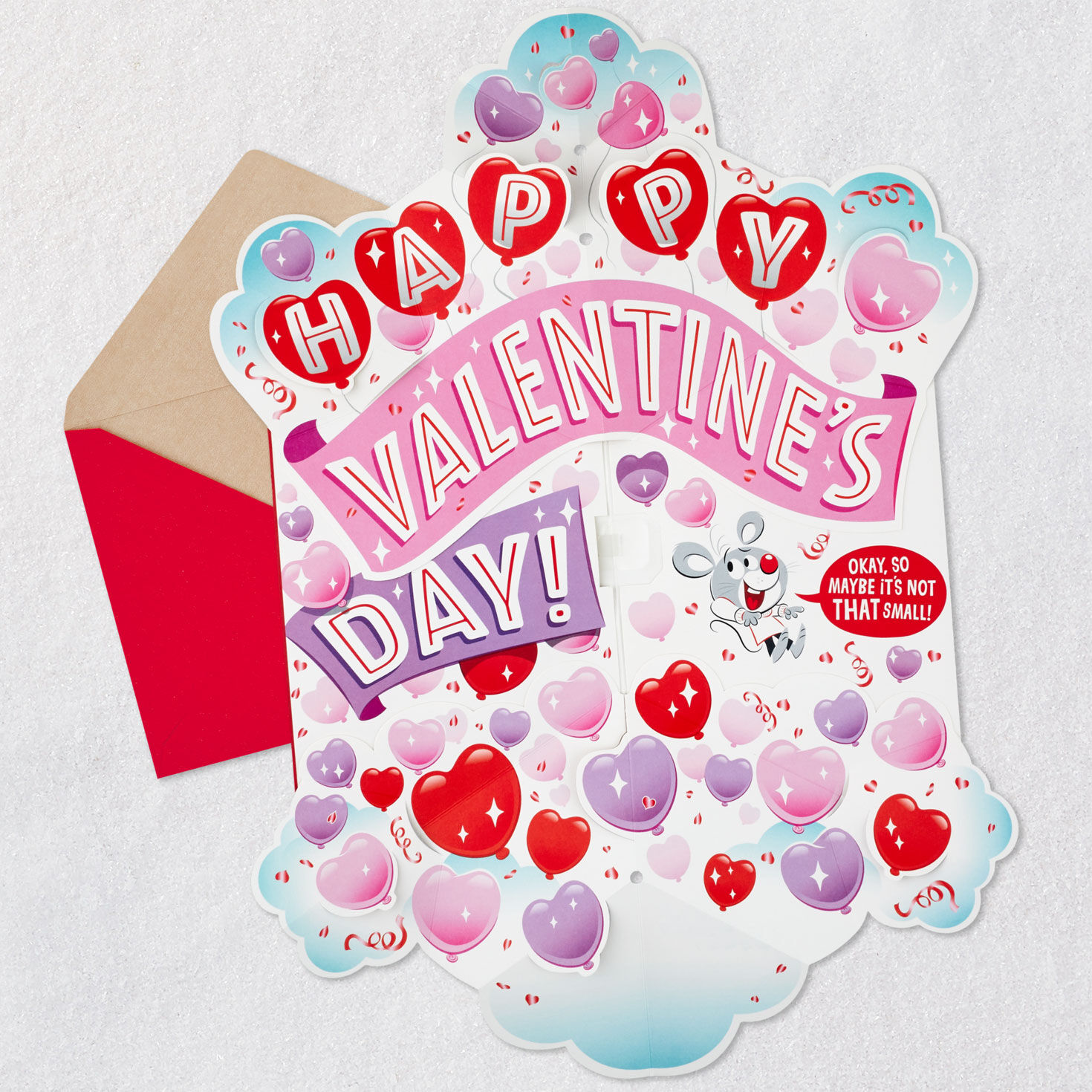 Mouse Funny Musical Pop-Up Valentine's Day Card Open card with envelope image number 2
