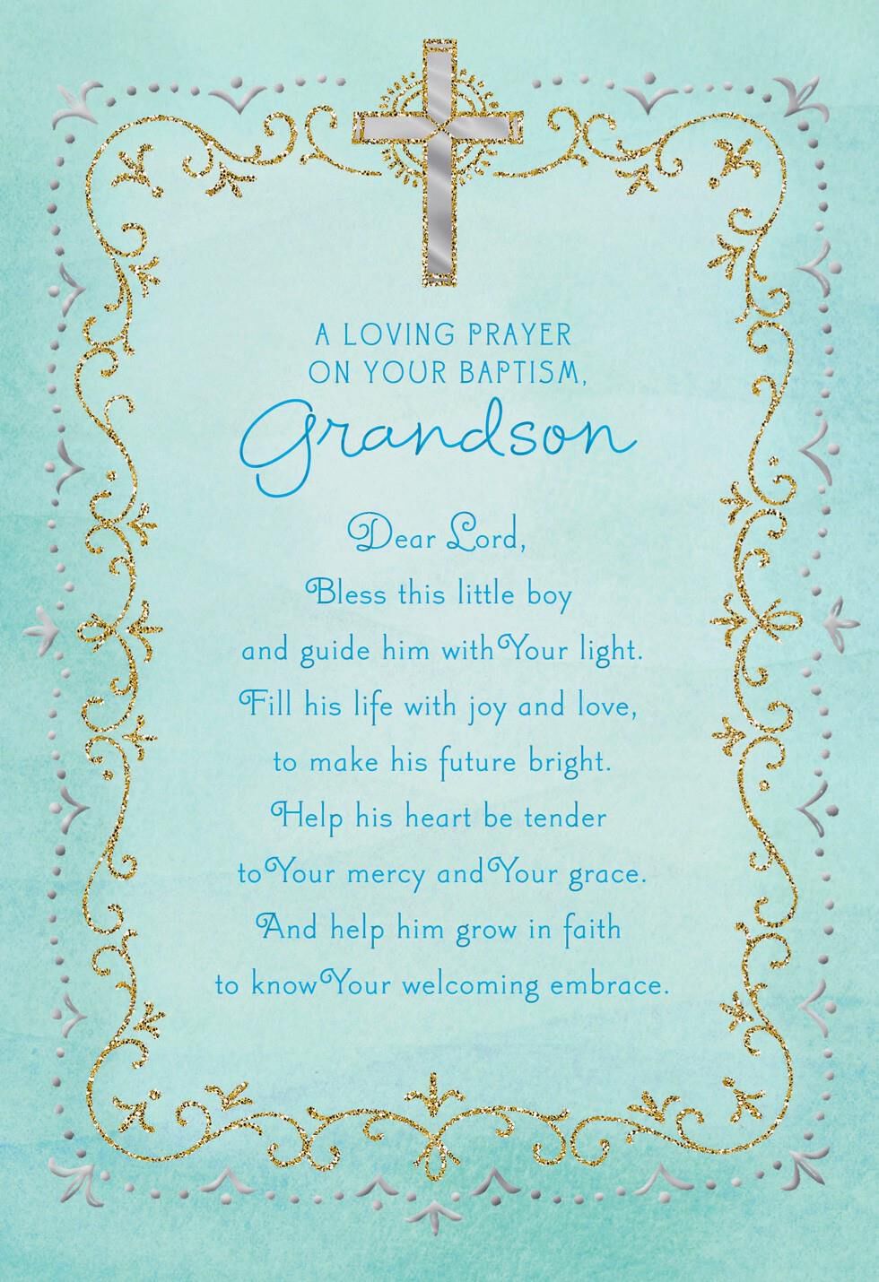 blue cross baptism card for grandson baptism cards