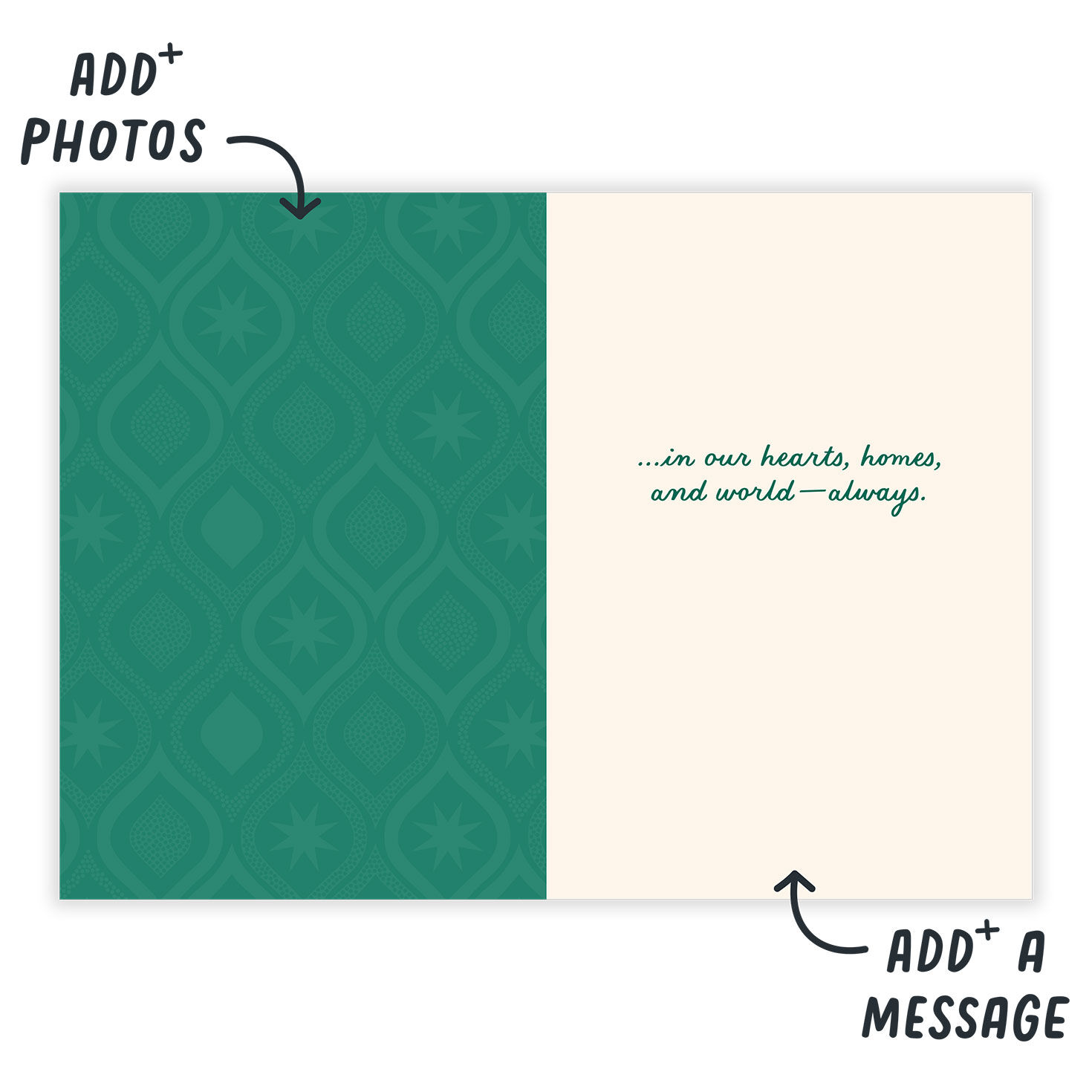 Bobbles Stars Pattern Personalized Kwanzaa Card Open Card indicating personalization image number 3