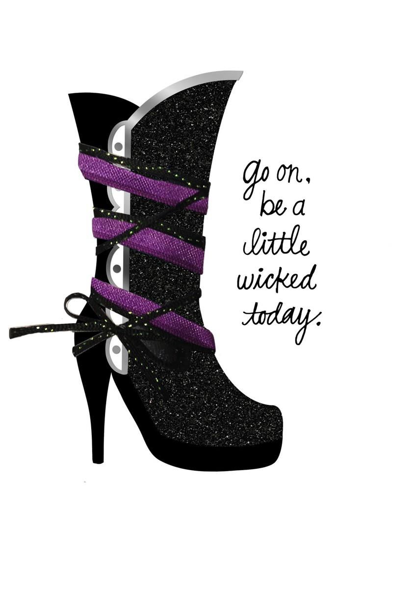 Glittery Witch's Boot Halloween Card