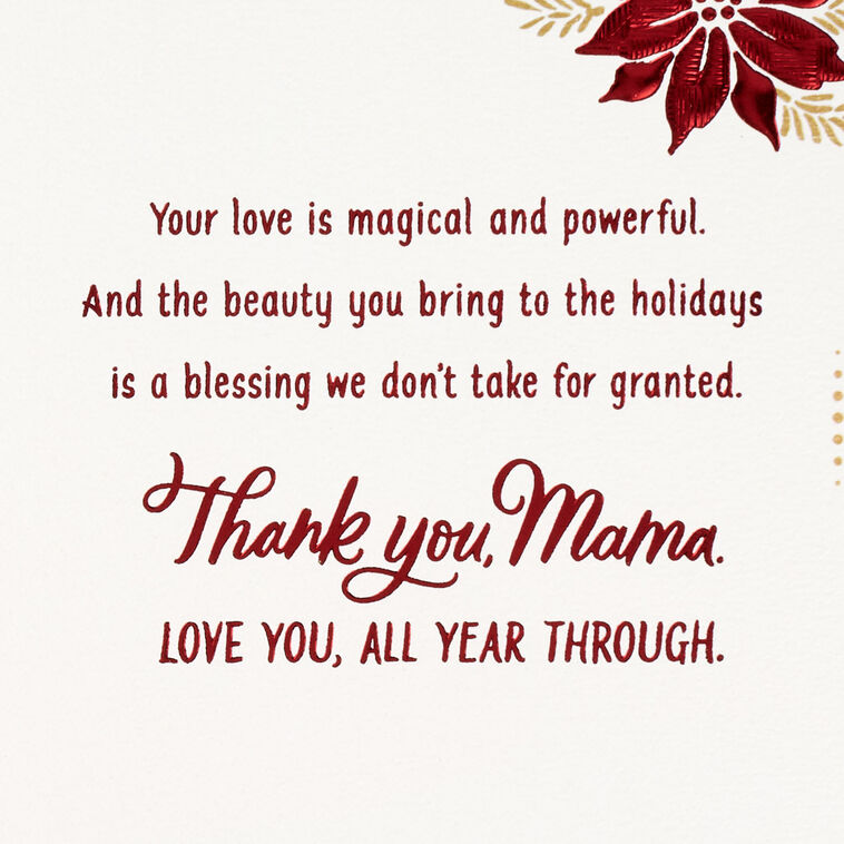 Black Woman Silhouette with Poinsettia Christmas Card for Mom Sentiment image number 3