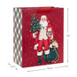 Santa With Gifts on Red Large Christmas Gift Bag measurement image number 3