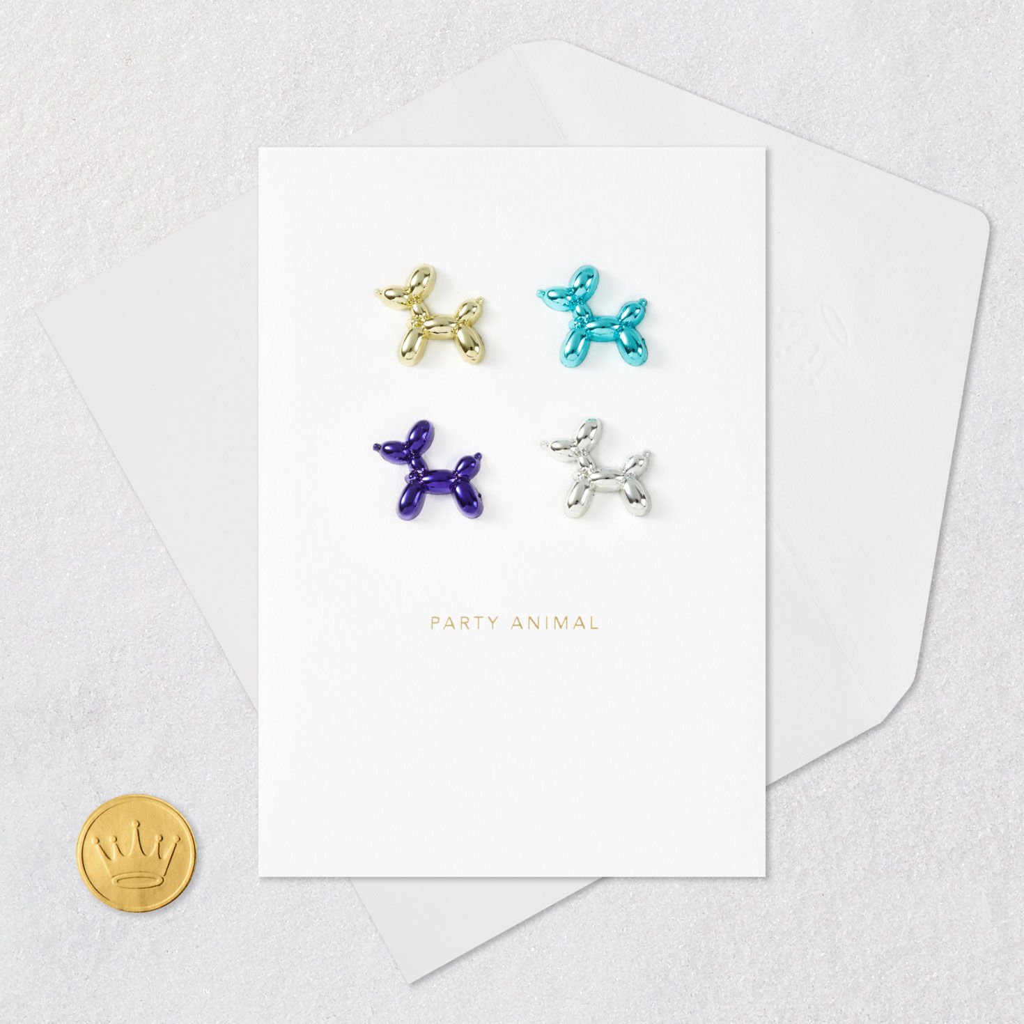 Balloon Animals Birthday Card Card Front with Envelope and Gold Seal image number 6