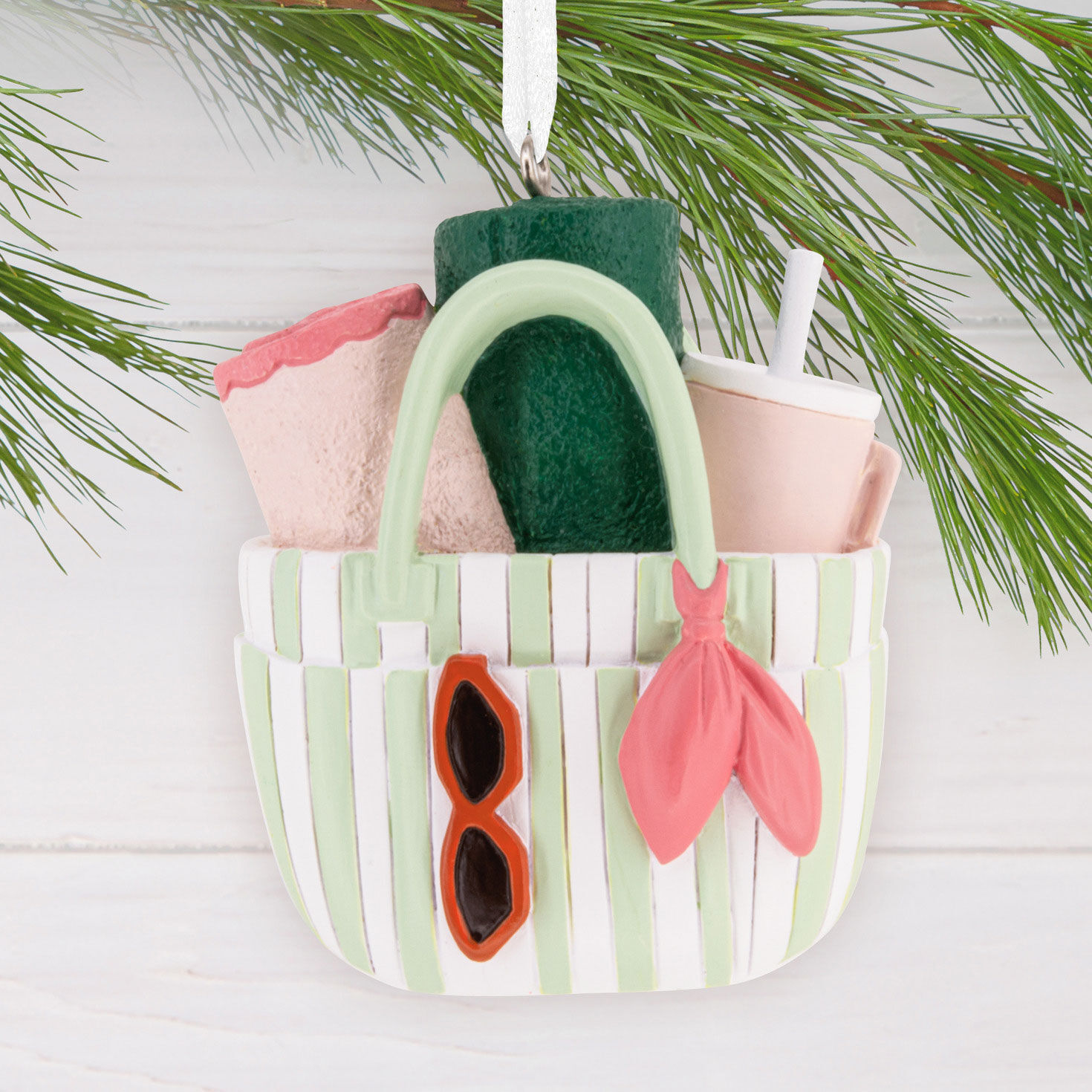 Beach Bag Christmas Ornament hanging on tree image number 2