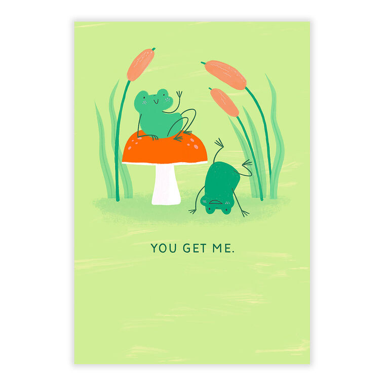 Two Frogs Mushroom and Cattails Personalized Card front image number 2