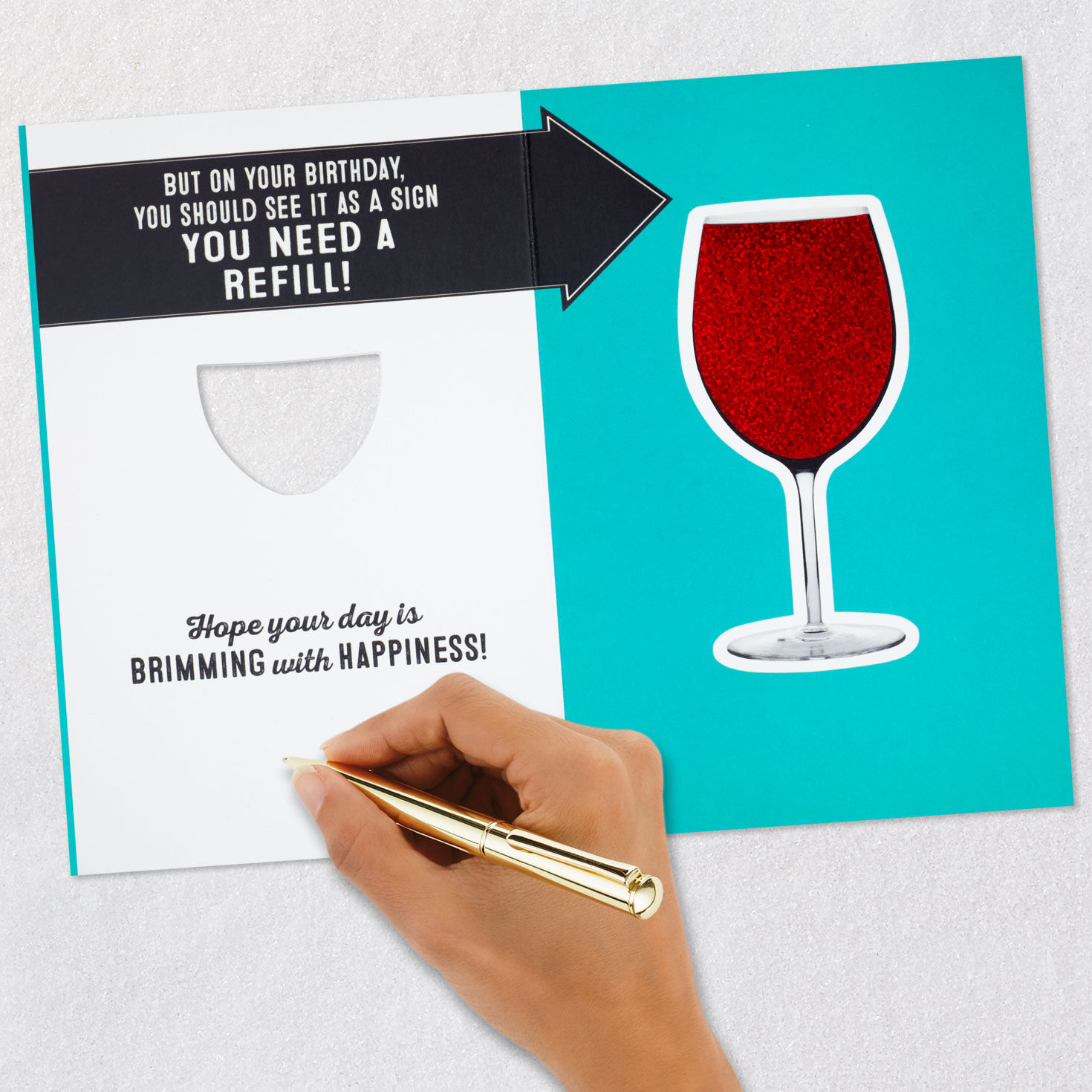 Wine Glass Birthday Card With Motion signing card image number 7