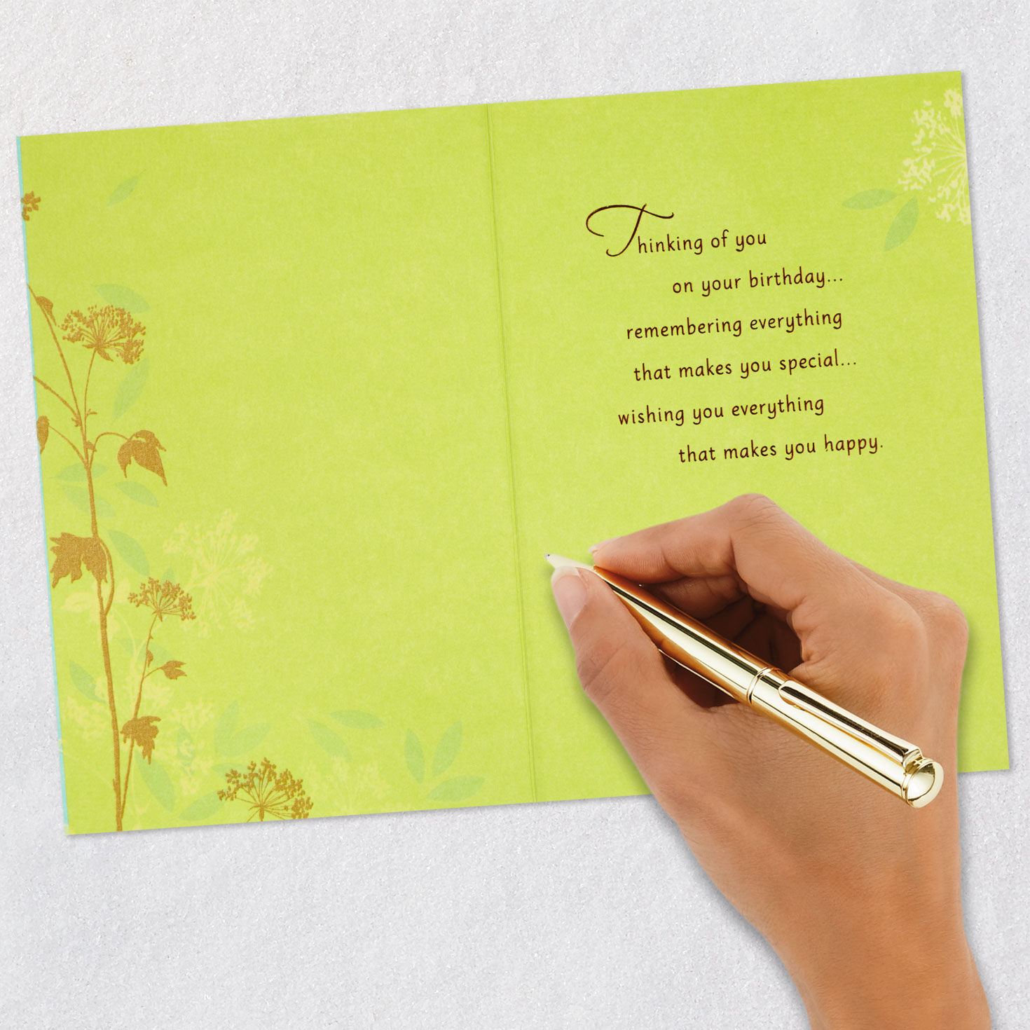 Elegant Flowers on Aqua Birthday Card signing card image number 6
