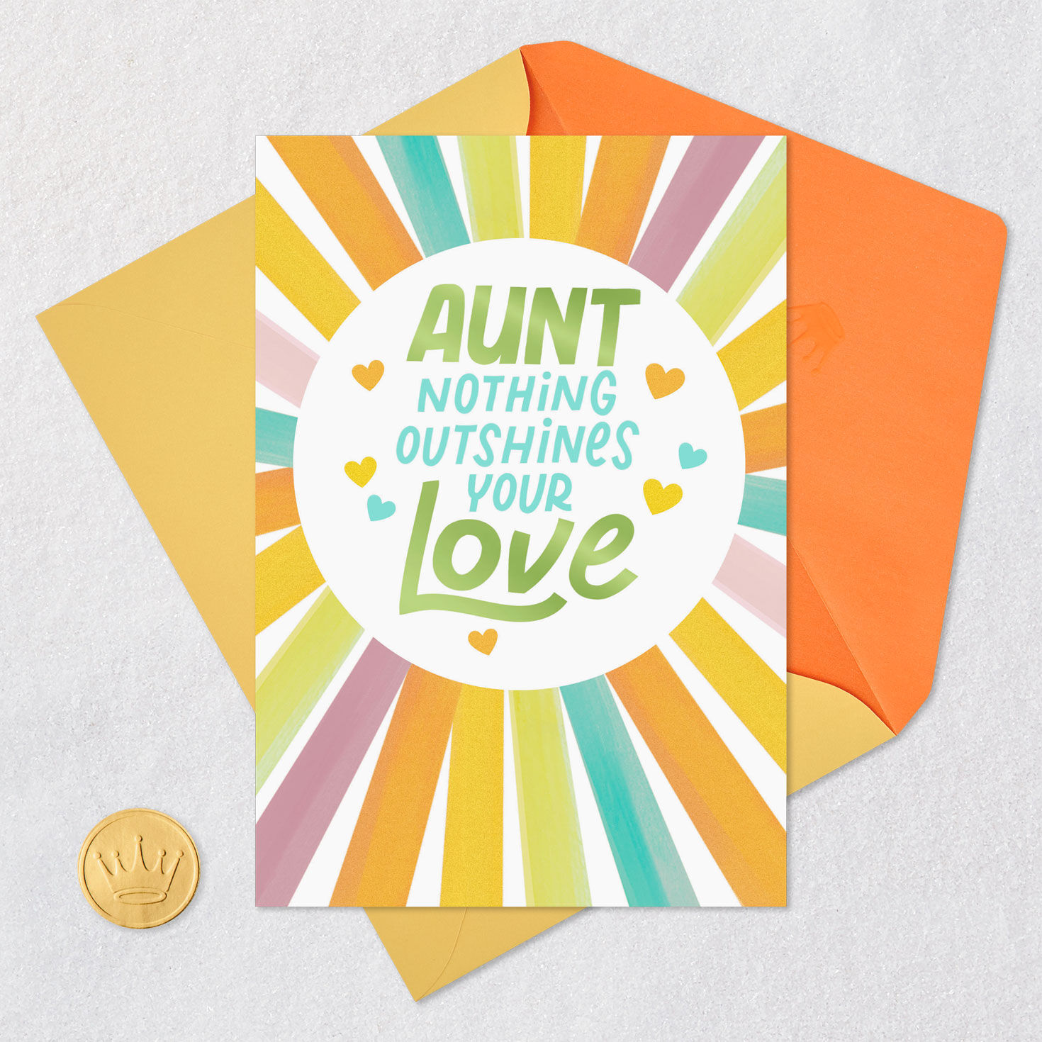 Colorful Sunrays Aunt Mother's Day Card Card Front with Envelope and Gold Seal image number 5
