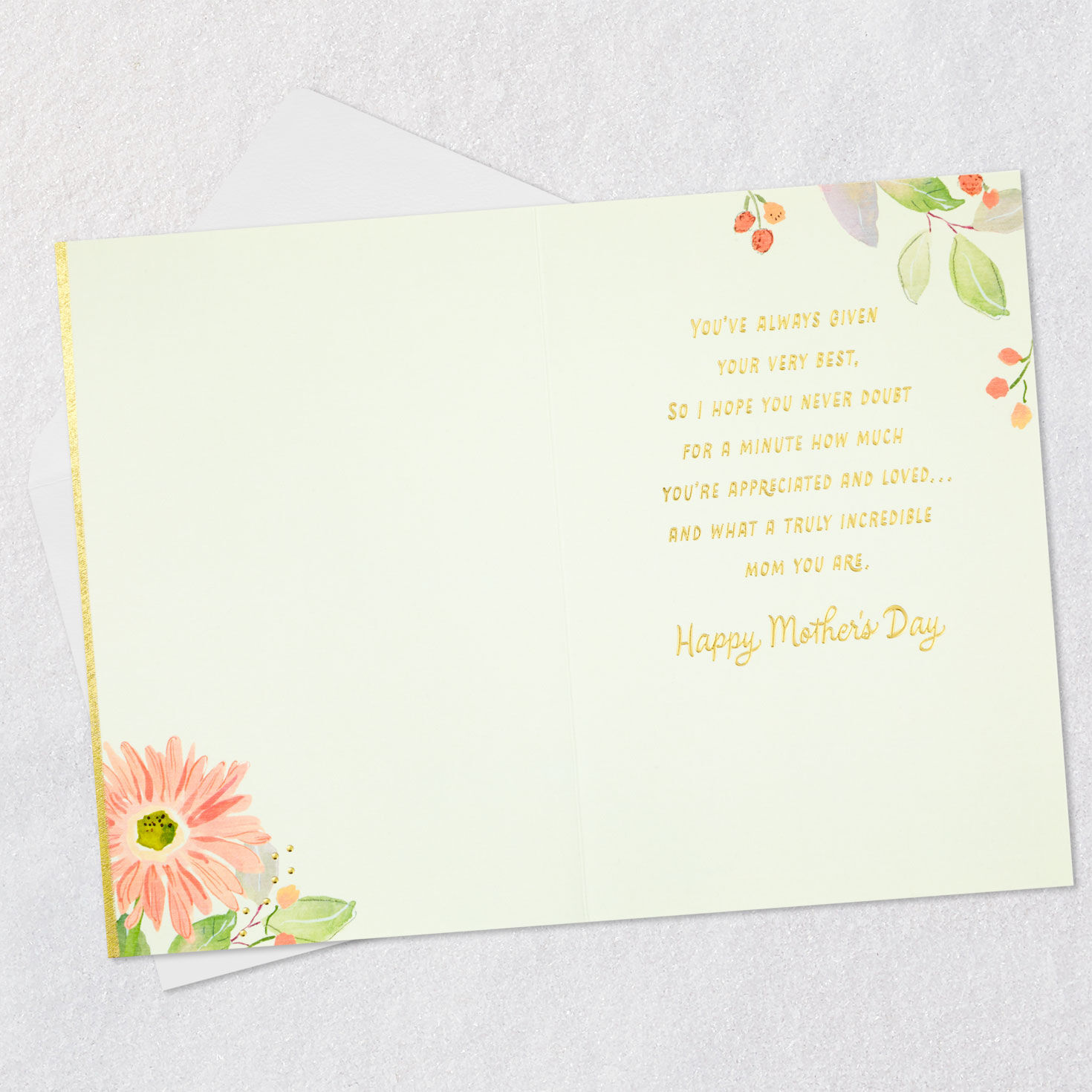 Flowers in Vintage Pitcher Mom Mother's Day Card open card with envelope image number 3