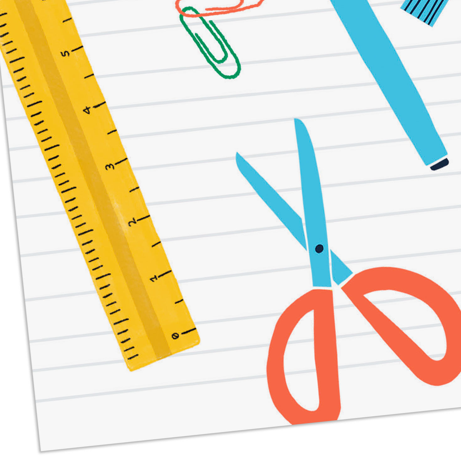 Colorful School Supplies Thank You Card for Support Staff Card Front Detail image number 5