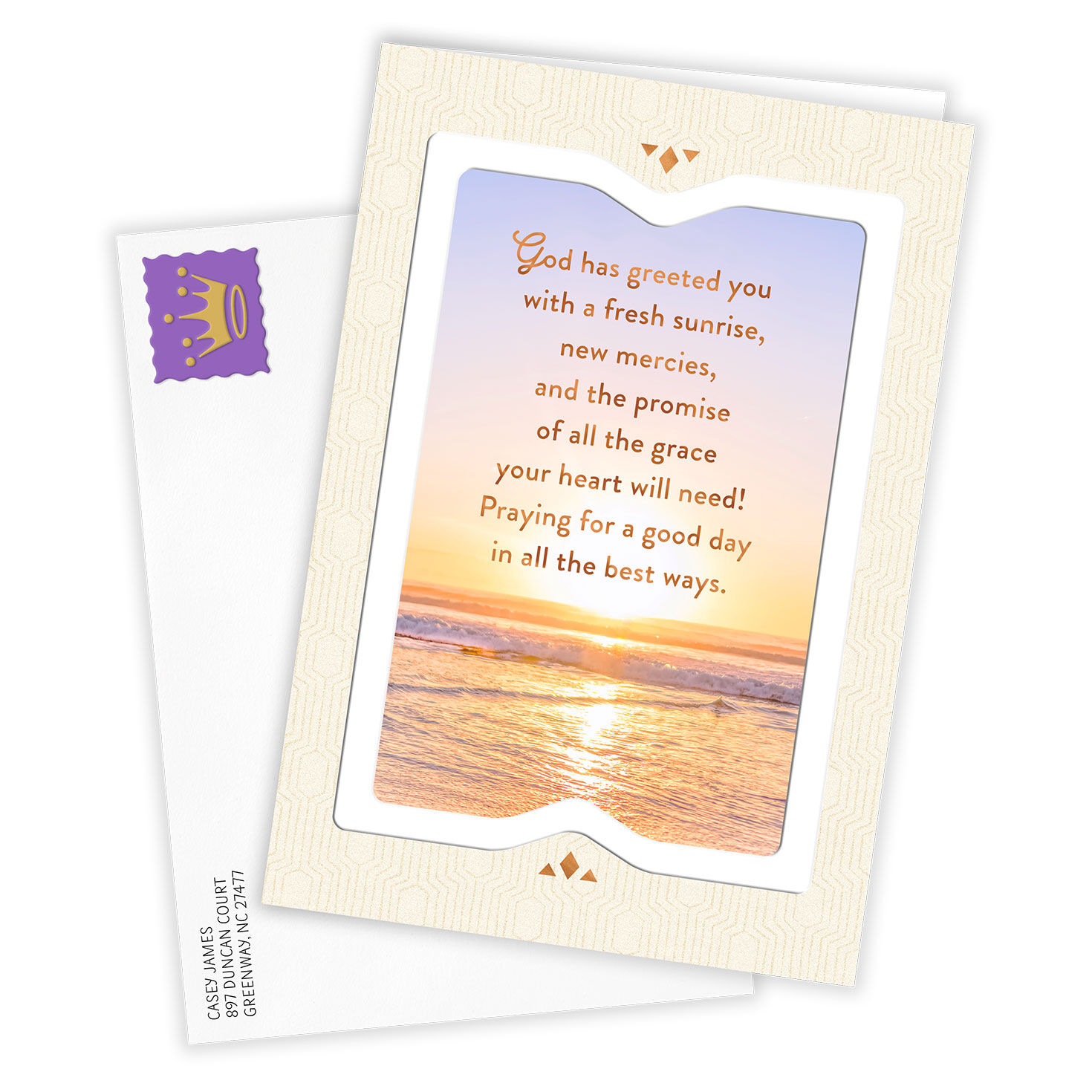 Beach Sunrise Religious Personalized Card Card Front with Envelope image number 2