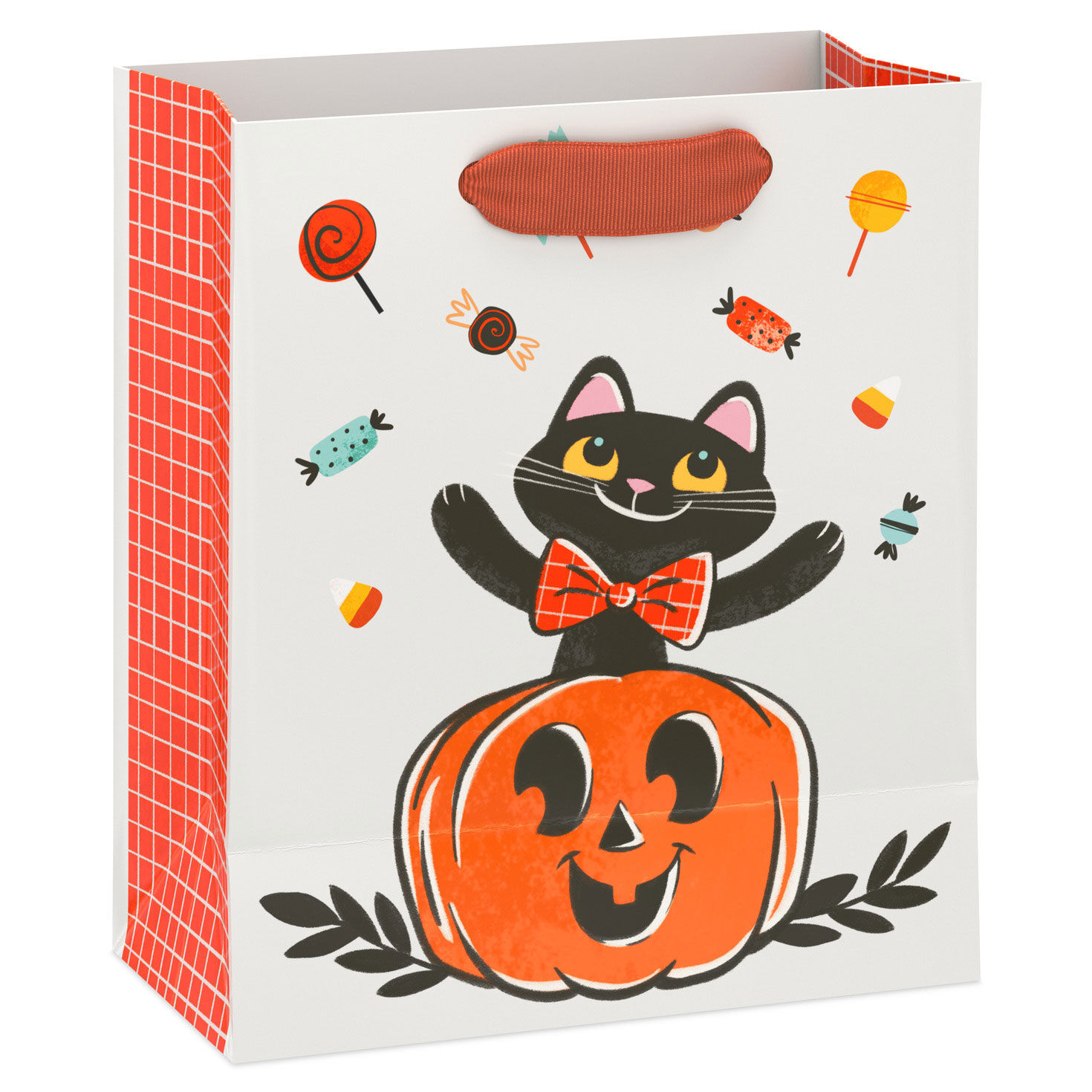 Storybook Cat in Pumpkin Small Halloween Gift Bag Back image number 6