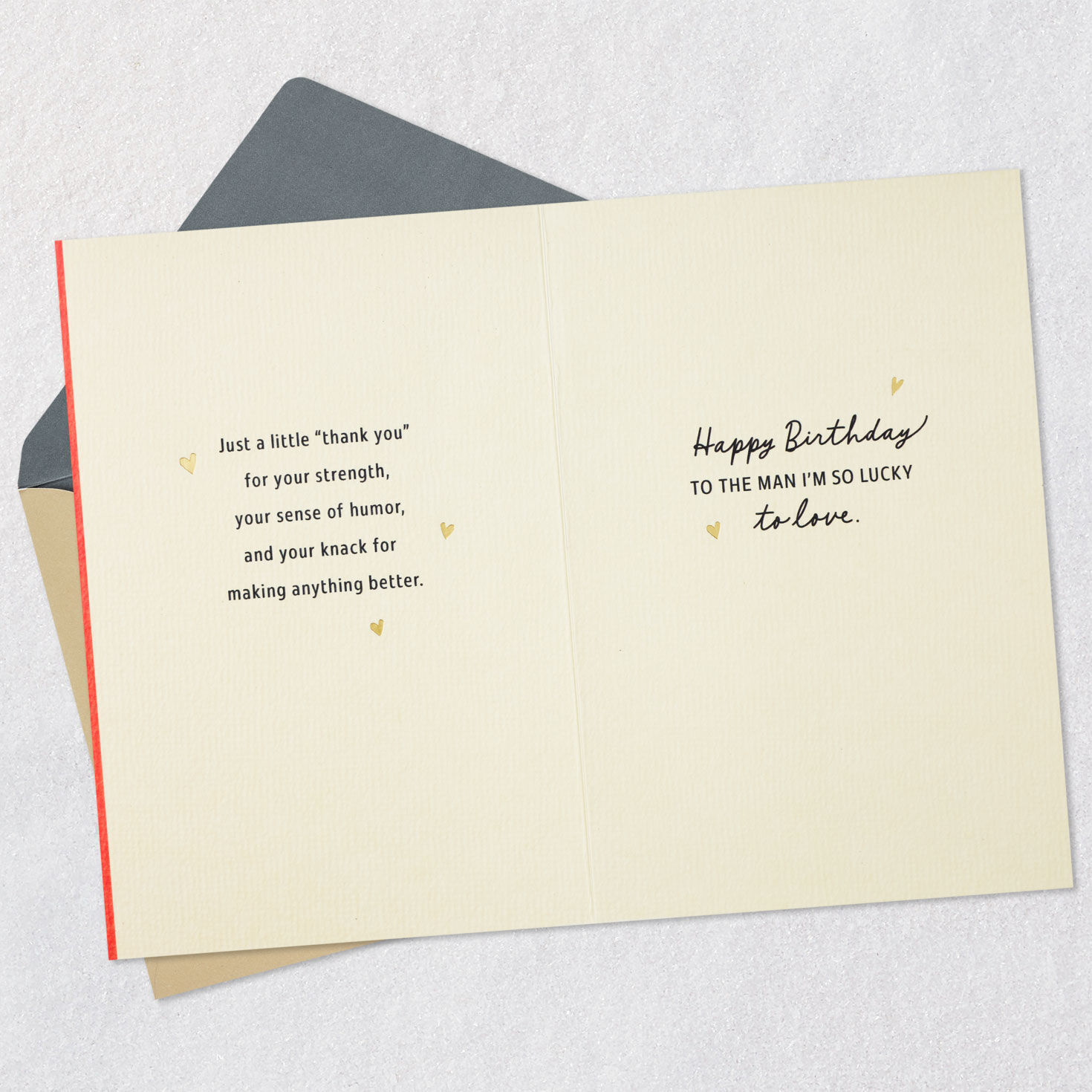 Script on Red Romantic Birthday Card for Husband Open card with envelope image number 4