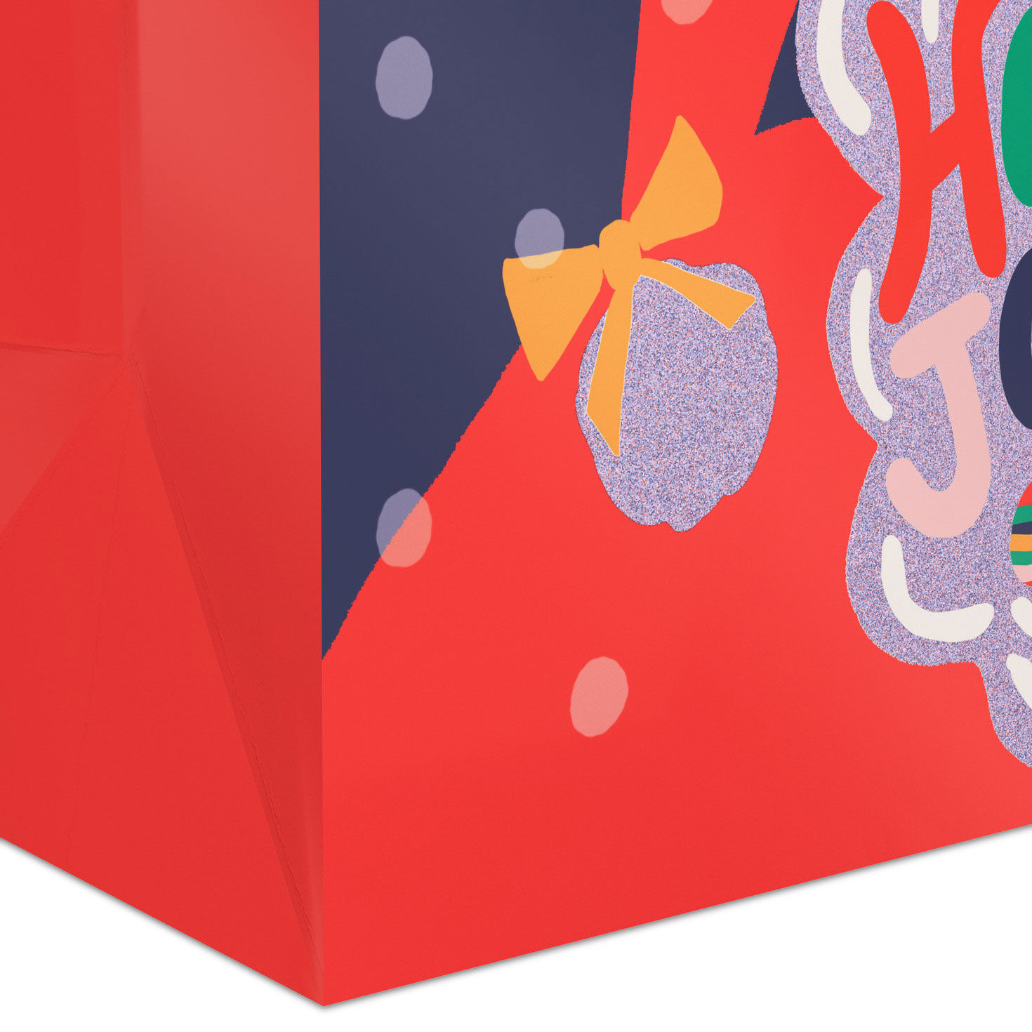 Glittery Santa on Blue Big Holiday Gift Bag Base/Side Detail image number 5