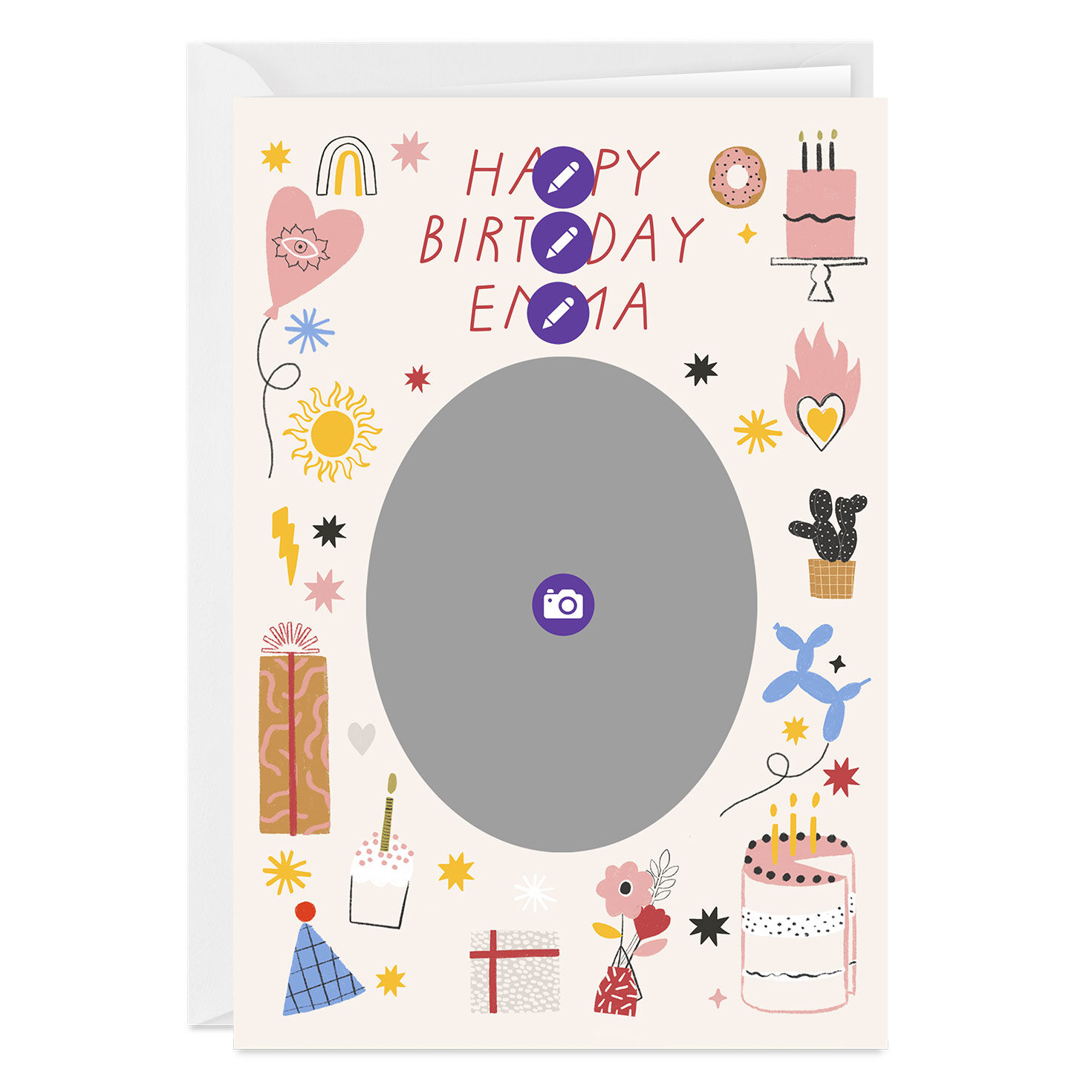 Personalized Cake and Presents Birthday Photo Card  image number 3