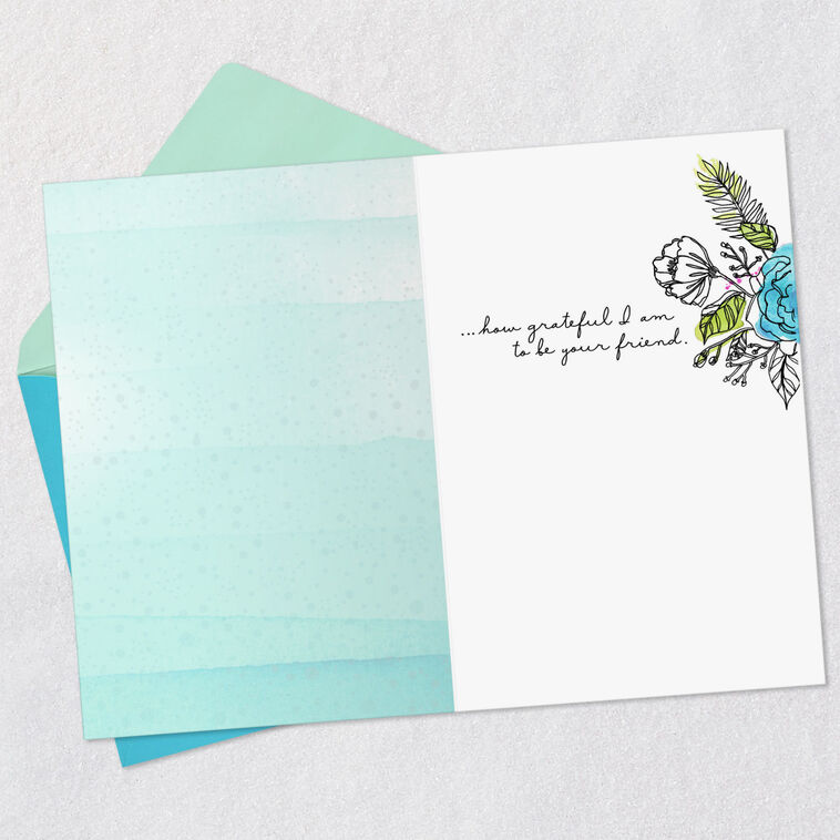Watercolor Hummingbirds and Flowers Friendship Card Open card with envelope image number 3