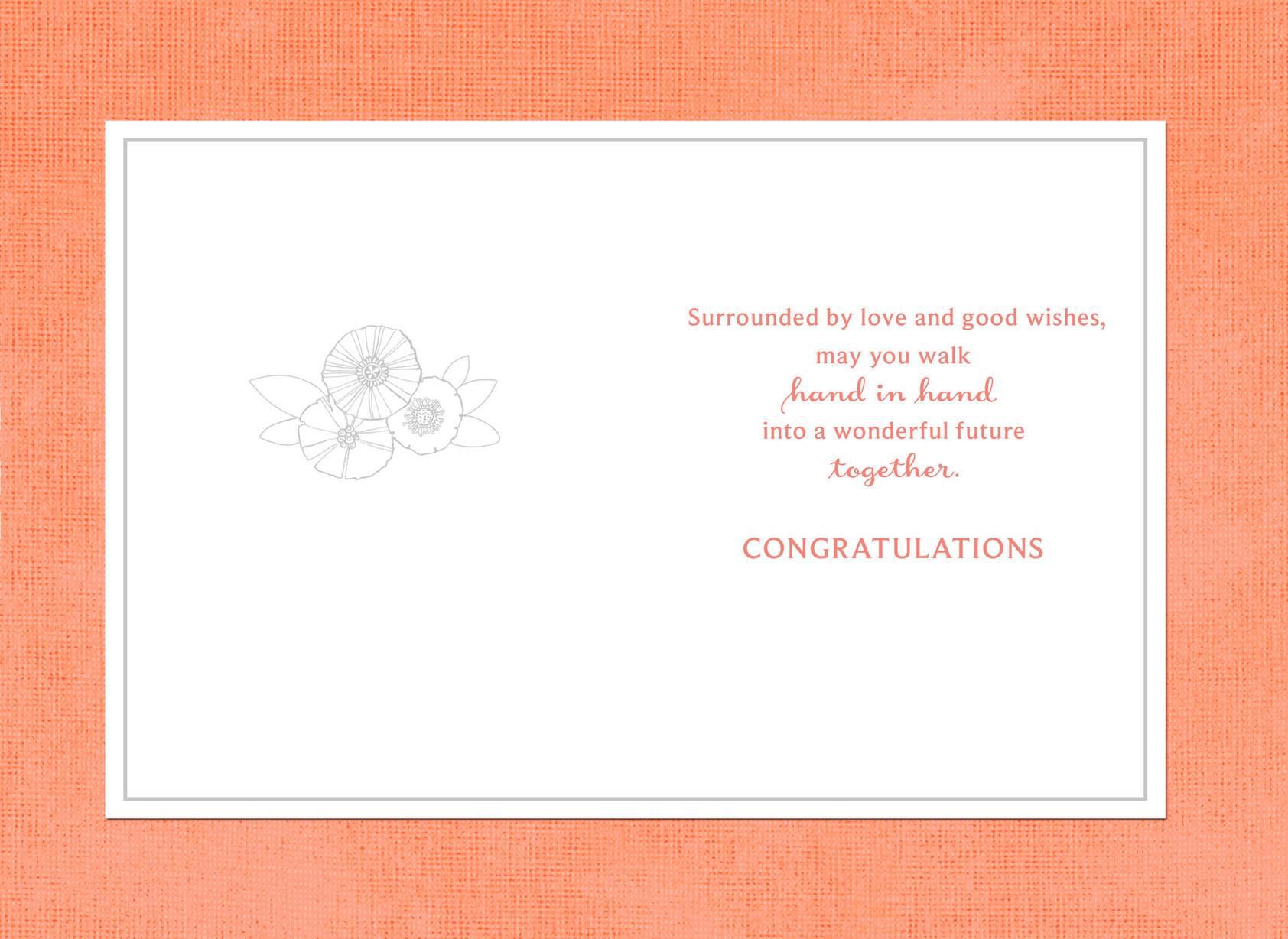Wreath of Flowers and Pearls Wedding Card