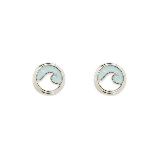 Pura Vida Enamel Wave Silver Stud Earrings, 