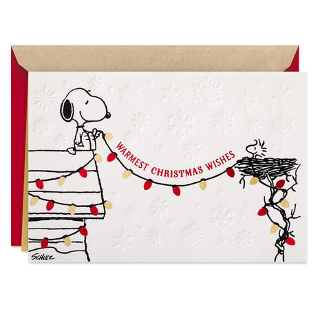 Peanuts® Snoopy and Woodstock Warm Wishes Christmas Card, , large