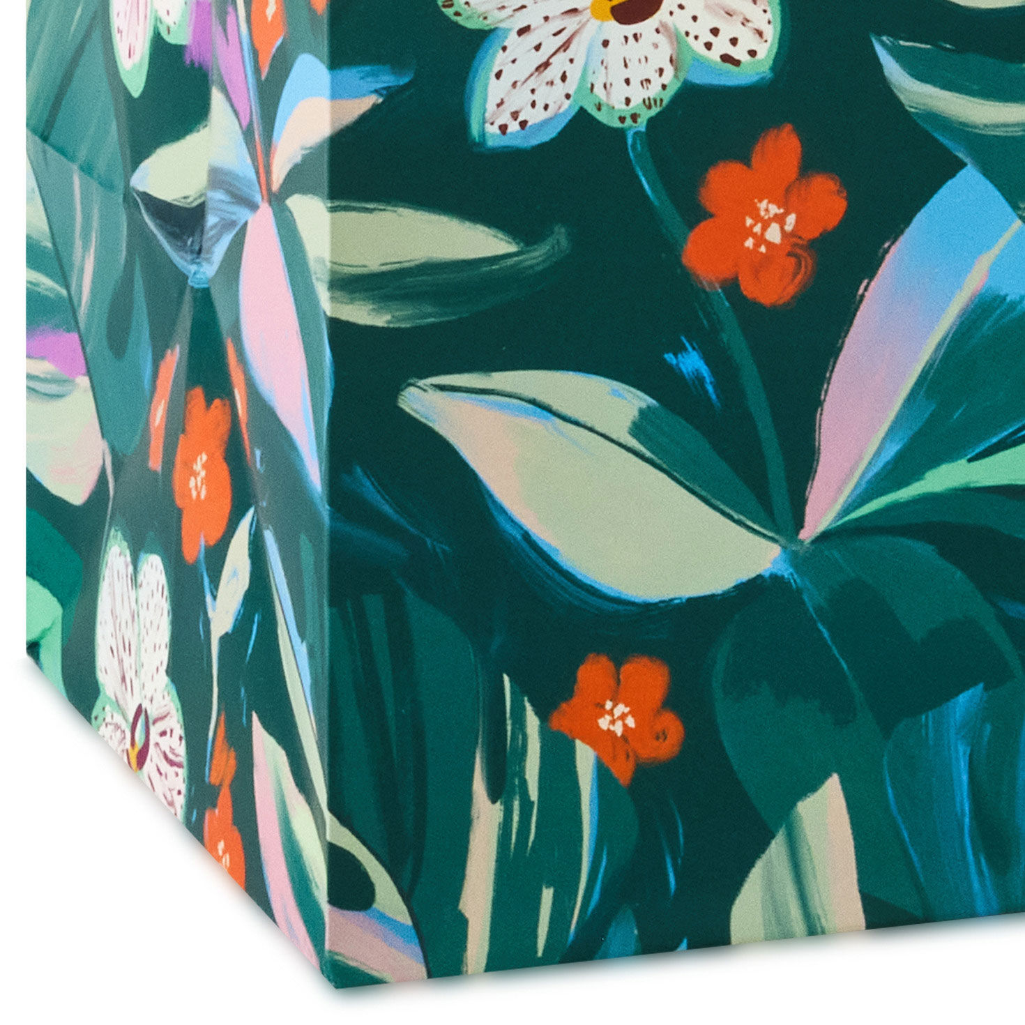 Orange and Speckled Flowers Large Gift Bag Base/Side Detail image number 5