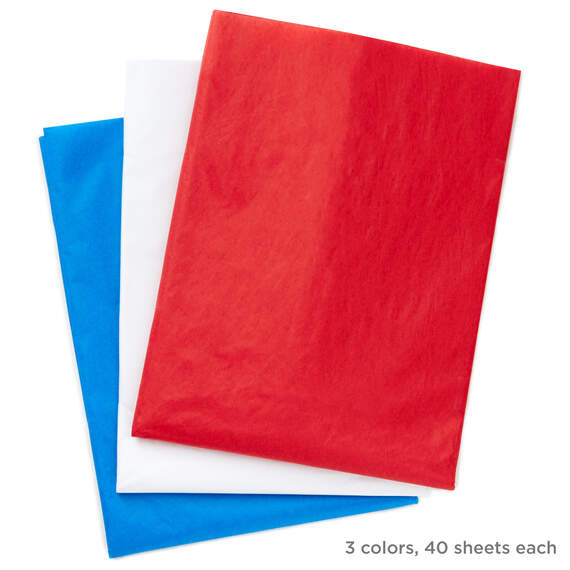 Red/White/Blue 3-Pack Bulk Tissue Paper, 120 sheets, Red/White/Blue, large image number 4