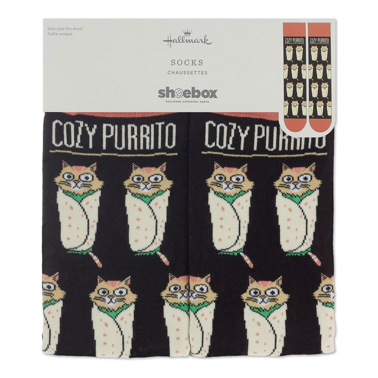 Cat Burrito Funny Novelty Crew Socks  image number 4