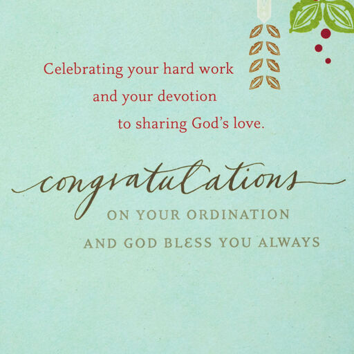Called and Ordained Religious Clergy Ordination Card, 