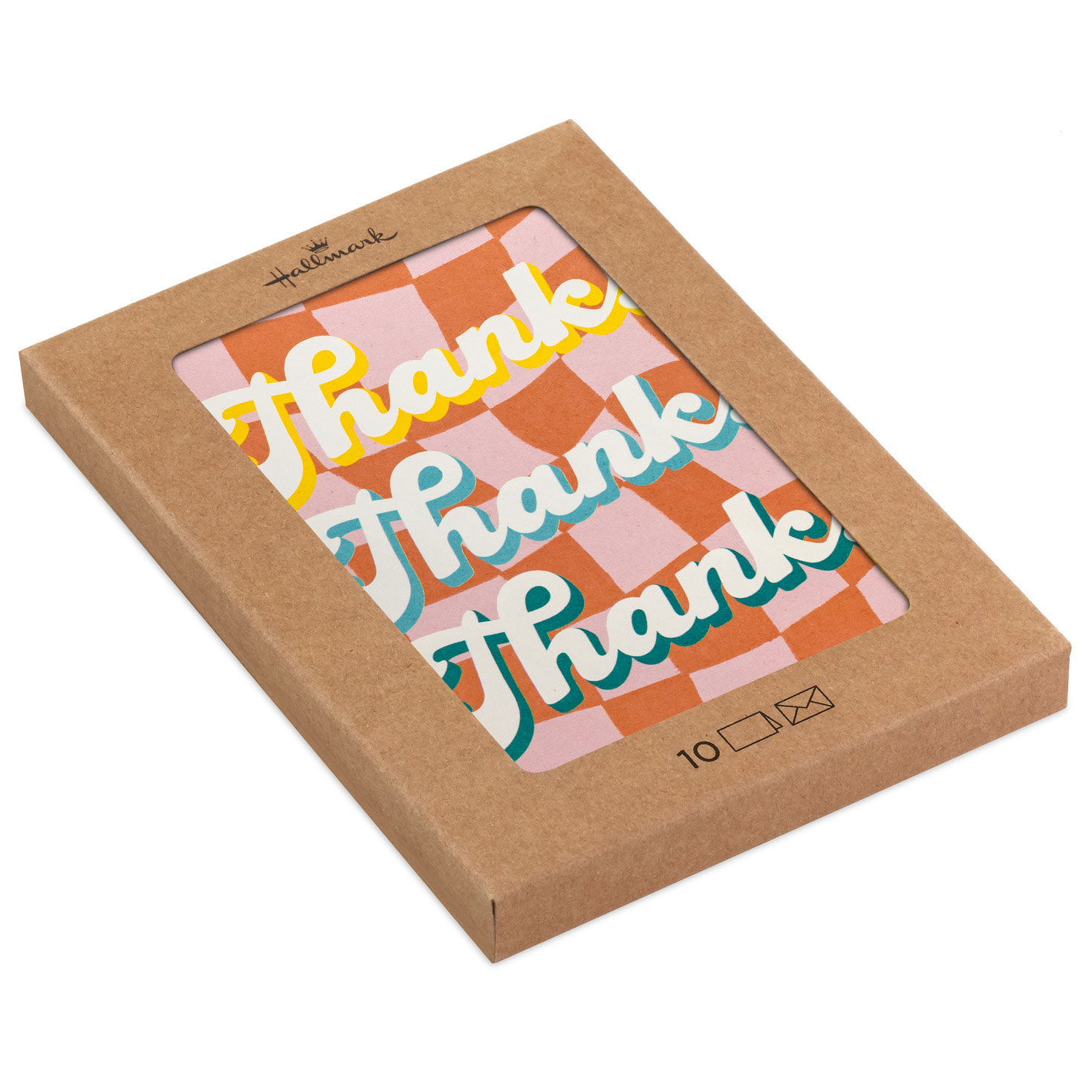 Retro Orange Checkerboard Blank Thank You Notes, Pack of 10