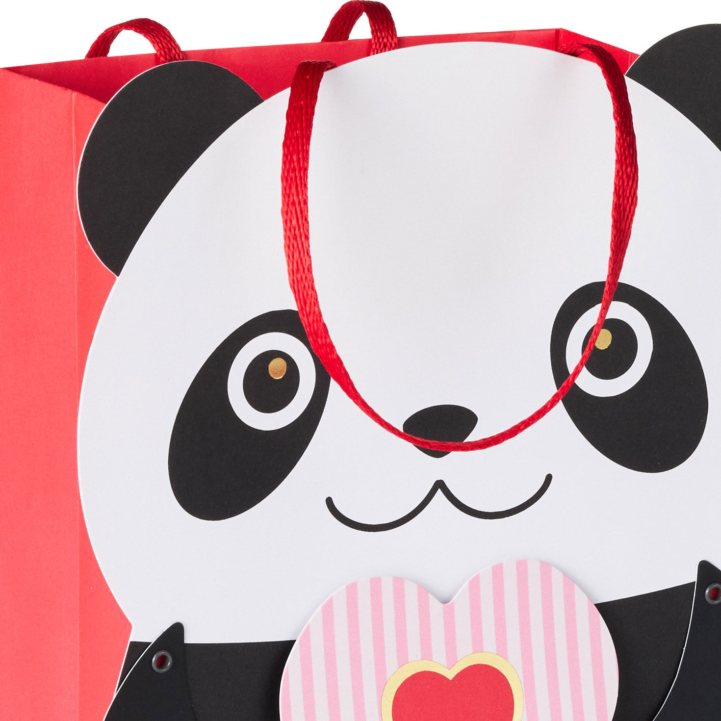 Cute Panda With Heart Valentine's Day Gift Bag handle detail image number 4
