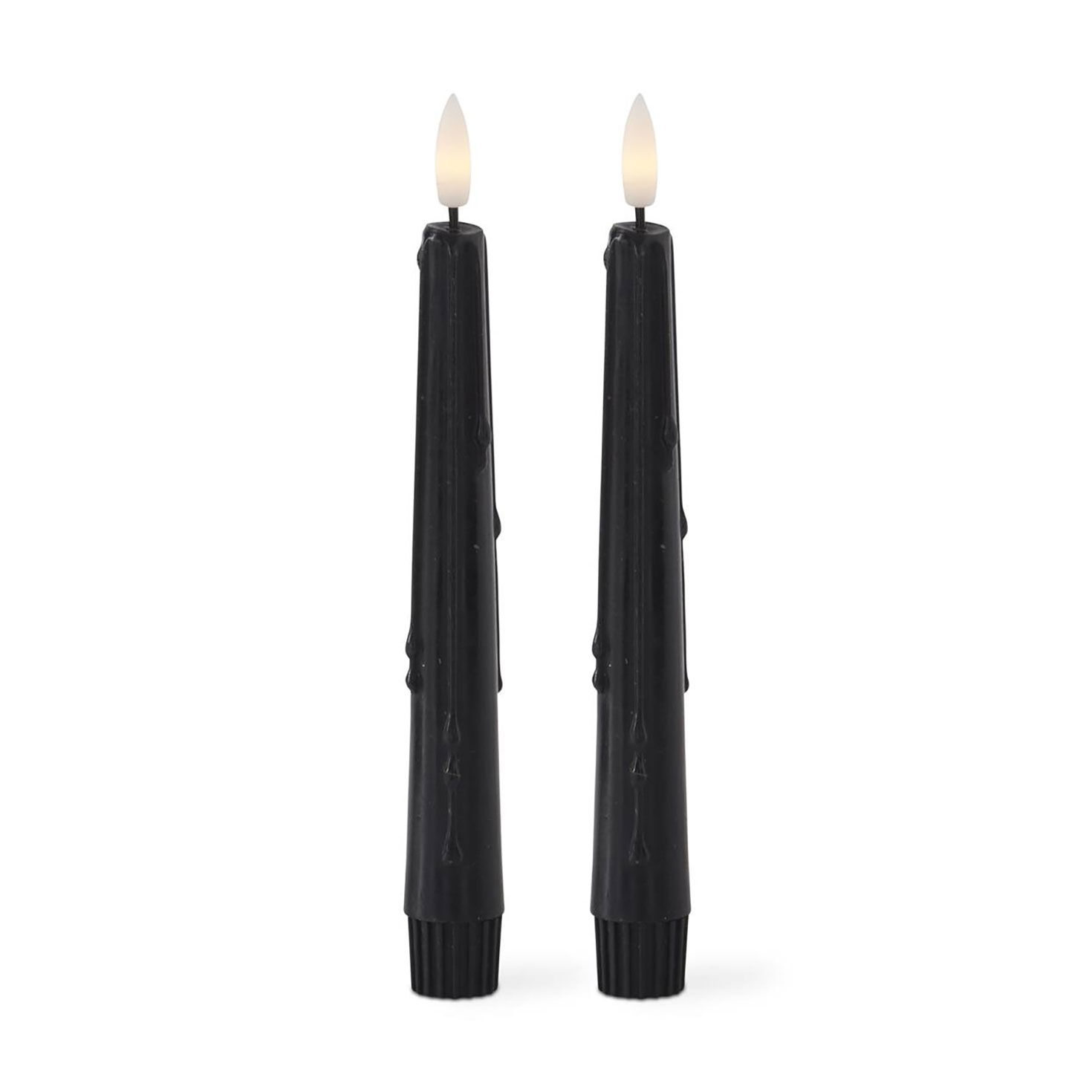 K&K Interiors 8-inch Black Drip LED Taper Candles, Set of 2