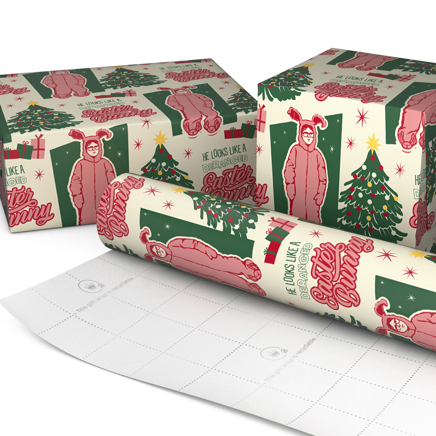 A Christmas Story Bunny Suit Holiday Wrapping Paper Wrapped pkg image number 2