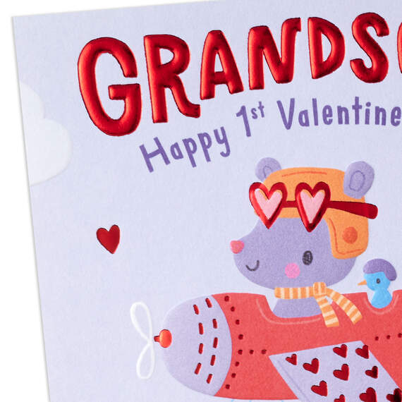 Airplane With Heart Banner Pop-Up Baby's First Valentine's Day Card for Grandson, , large image number 5