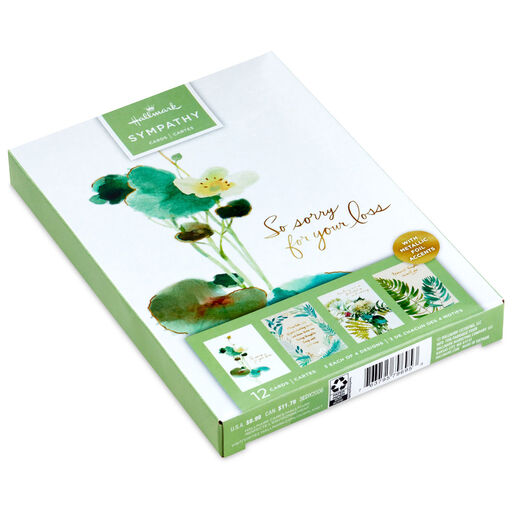 Watercolor Botanicals Boxed Sympathy Cards Assortment, Pack of 12, 