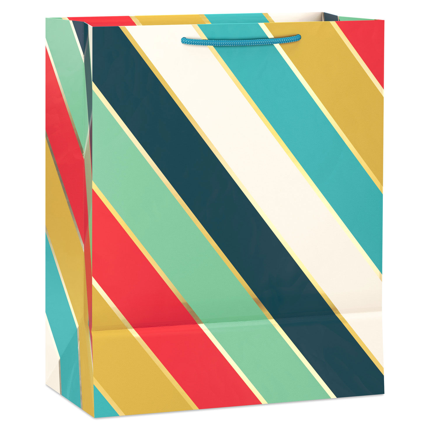 Stylish Stripes With Gold Trim Large Gift Bag back image number 6