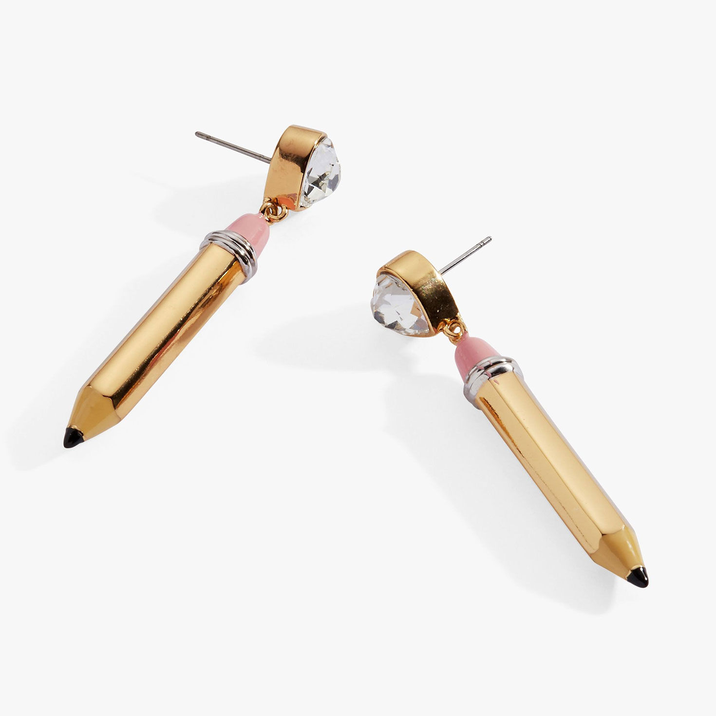 Alex And Ani Pencil Heart Drop Earrings closeup view image number 2