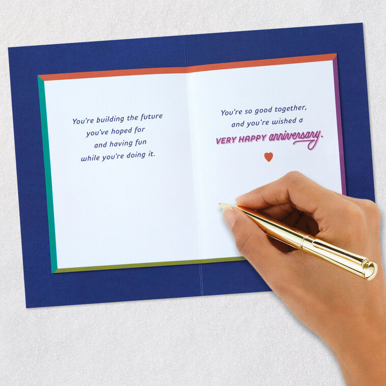 Modern Rainbow Lettering on Navy Anniversary Card Signing card image number 7