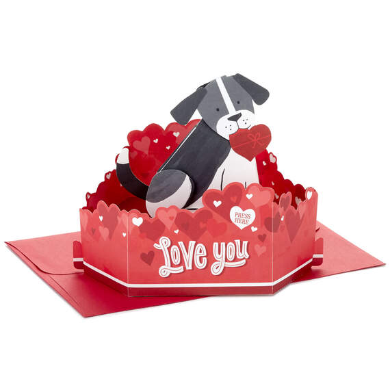 Dog With Heart Musical 3D Pop-Up Love Card With Motion, , large image number 1