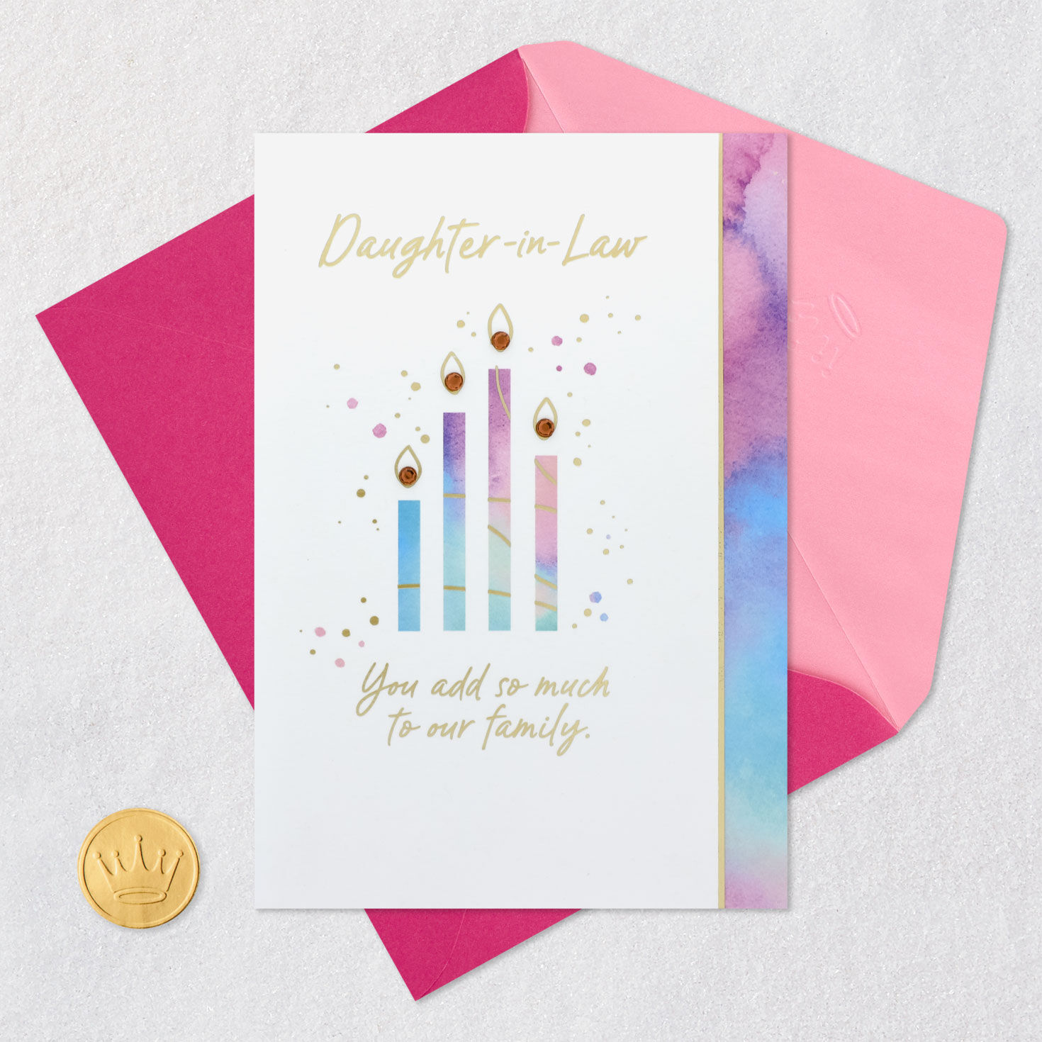 Candle Birthday Card for Daughter-in-Law Card Front with Envelope and Gold Seal image number 6
