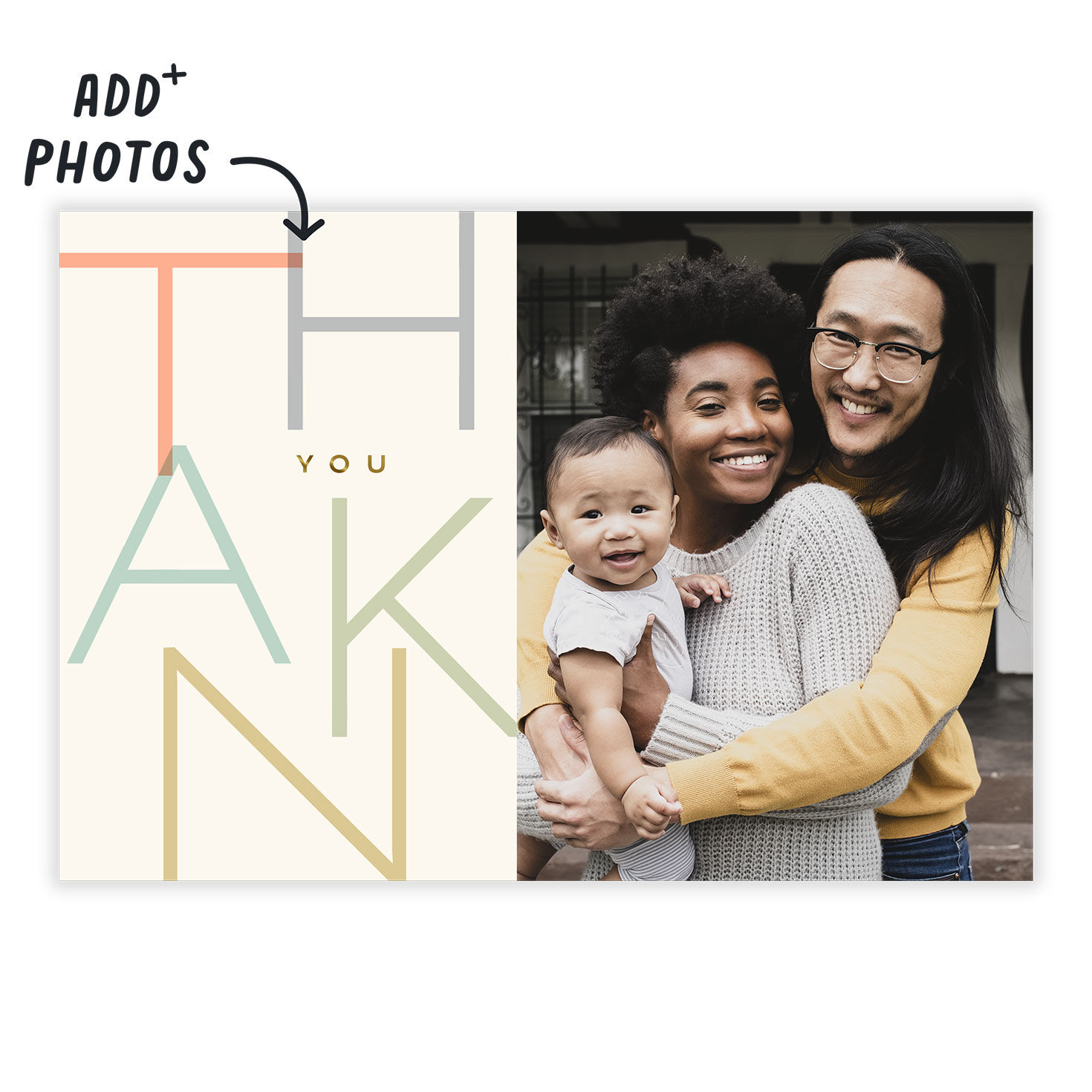 Personalized Colorful Letters Thank-You Photo Card  image number 2