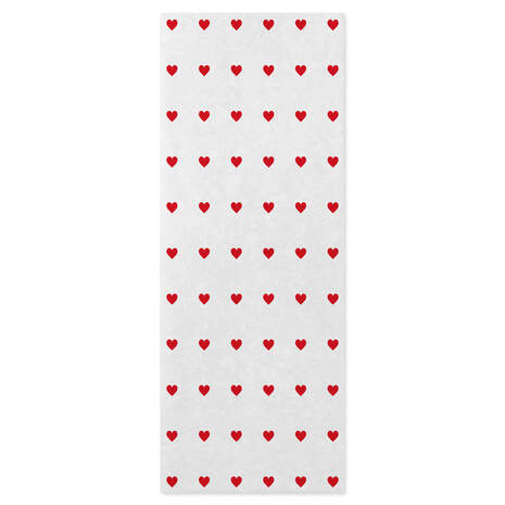Tiny Red Hearts on White Tissue Paper, 6 sheets, , large